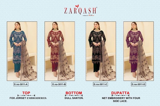 Zarqash 3011 A To D Heavy Embroidery Georgette Pakistani Suits Wholesale Shop In Surat